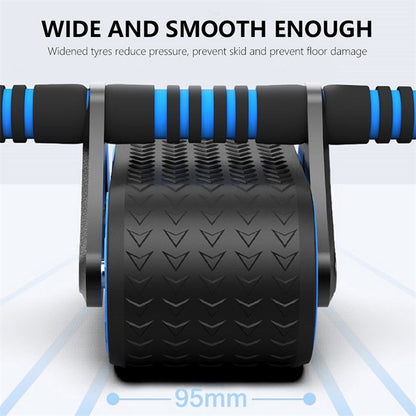 Double Wheel Abdominal Exerciser with Automatic Rebound - Ab Wheel Roller for Waist Training and Home Gym Fitness