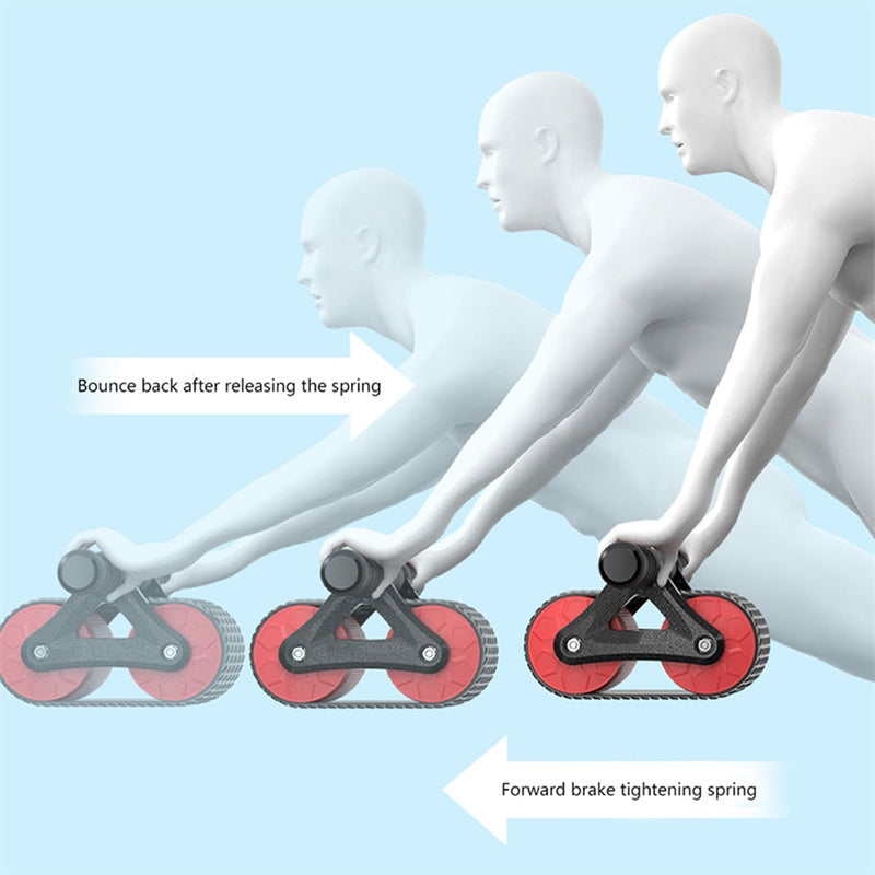 Double Wheel Abdominal Exerciser with Automatic Rebound - Ab Wheel Roller for Waist Training and Home Gym Fitness