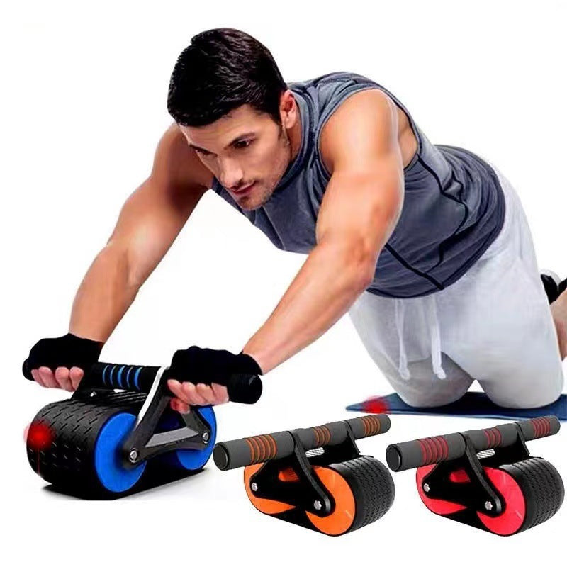 Double Wheel Abdominal Exerciser with Automatic Rebound - Ab Wheel Roller for Waist Training and Home Gym Fitness