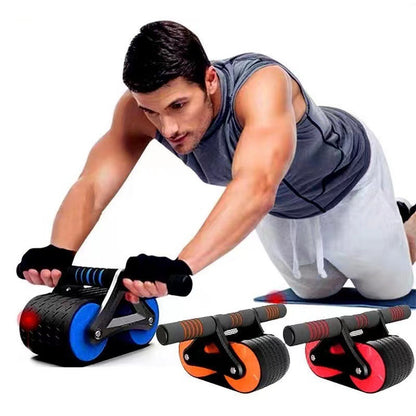 Double Wheel Abdominal Exerciser with Automatic Rebound - Ab Wheel Roller for Waist Training and Home Gym Fitness