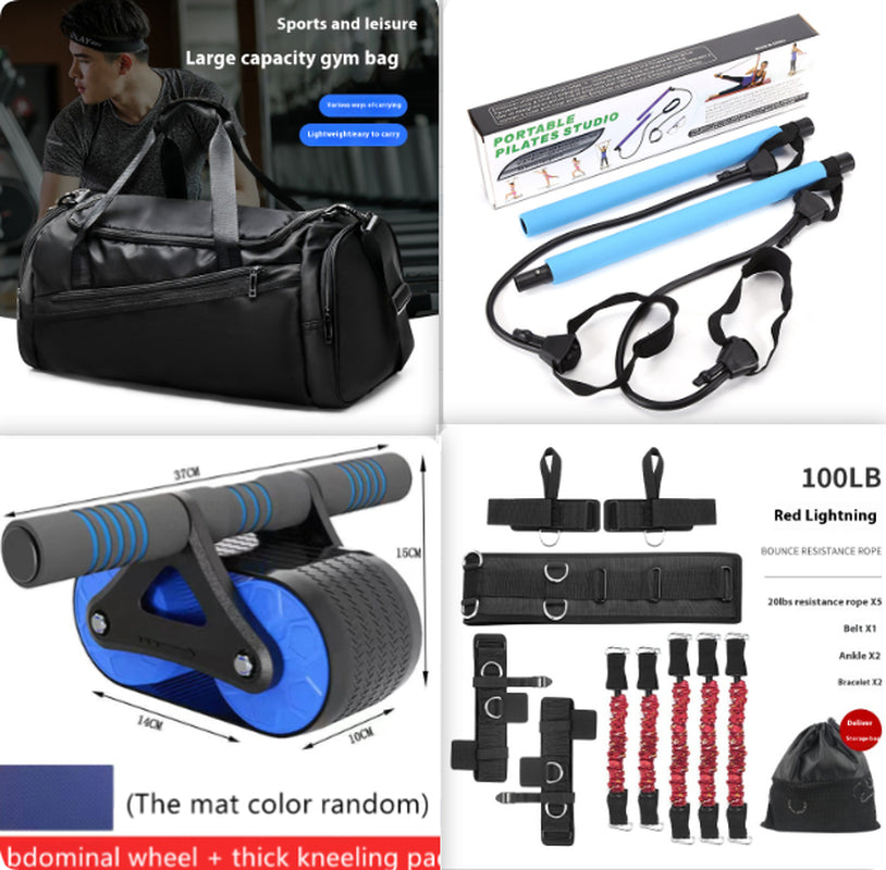 Double Wheel Abdominal Exerciser with Automatic Rebound - Ab Wheel Roller for Waist Training and Home Gym Fitness