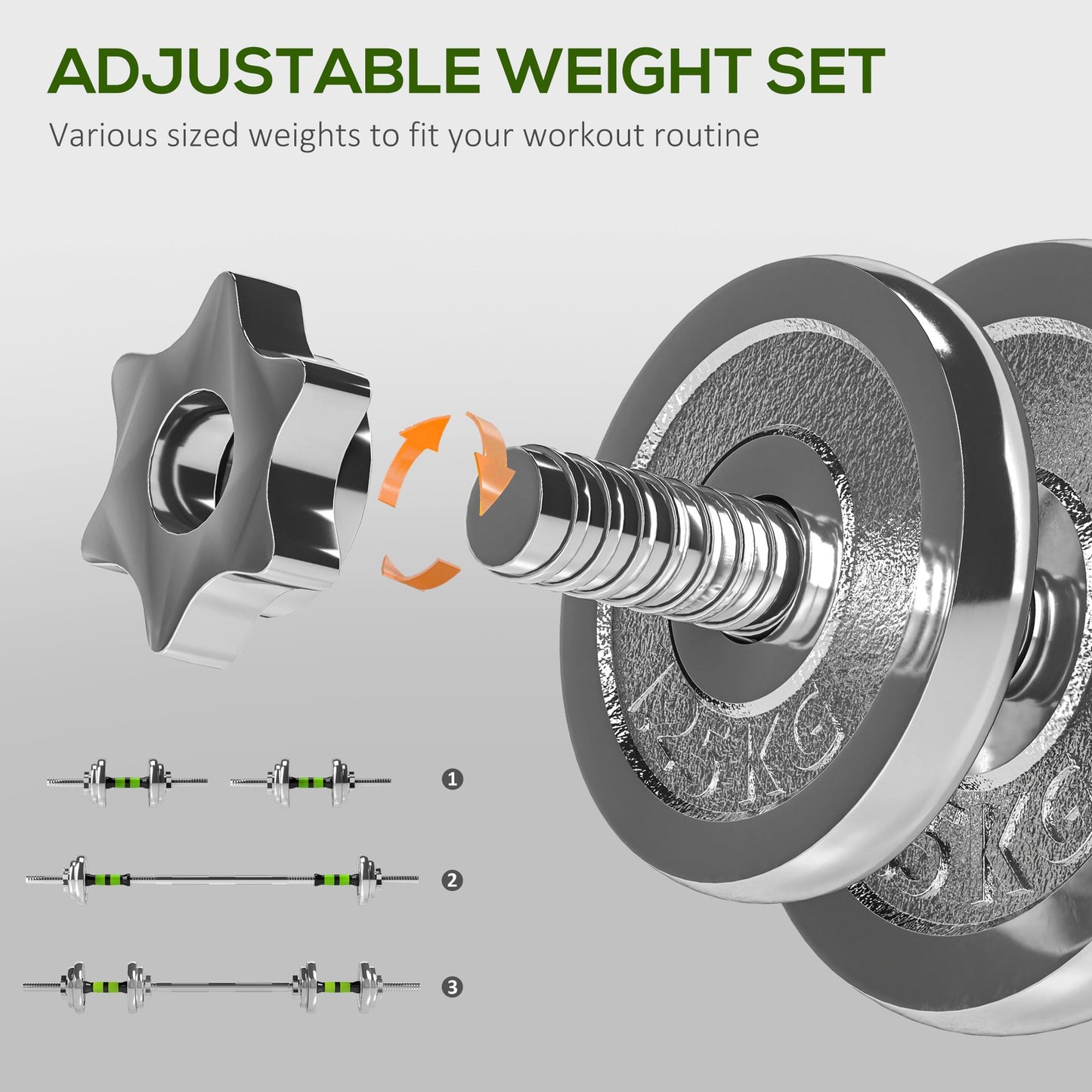 20Kg Adjustable Dumbbell and Barbell Set - 2-in-1 Weight System