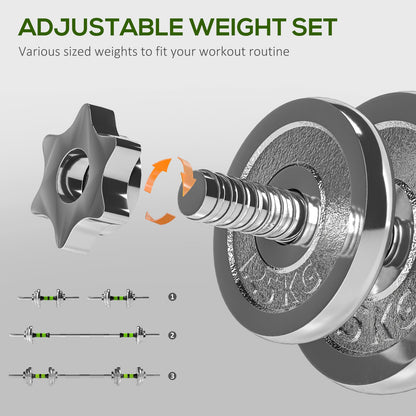 20Kg Adjustable Dumbbell and Barbell Set - 2-in-1 Weight System