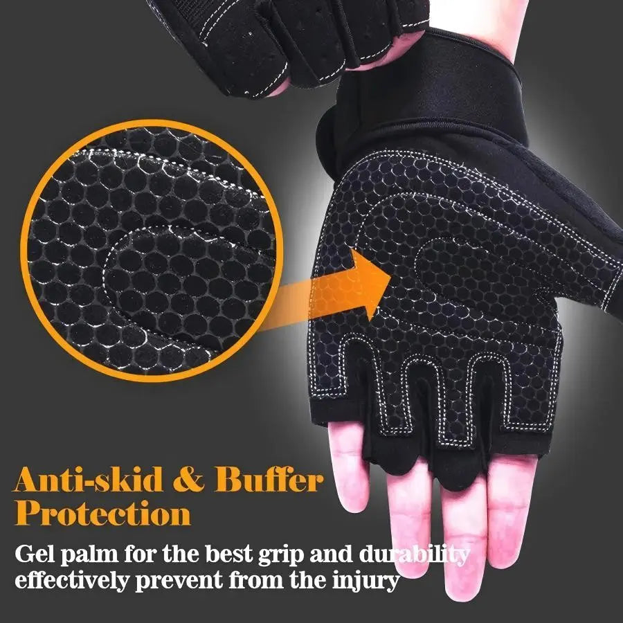 Half-Finger Weightlifting Non-Slip Gloves, Breathable Fitness Gloves for Dumbbell, Strength Training, Riding, Cycling, Gym Accessories, 1 Pair