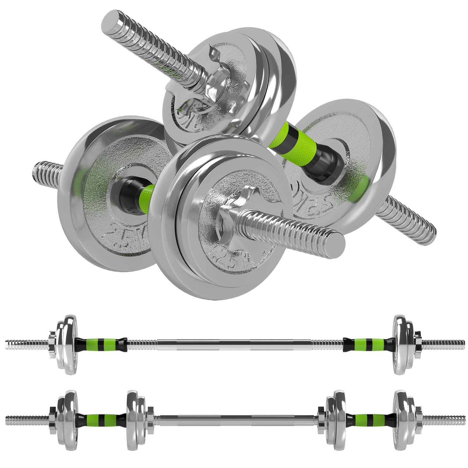 20Kg Adjustable Dumbbell and Barbell Set - 2-in-1 Weight System