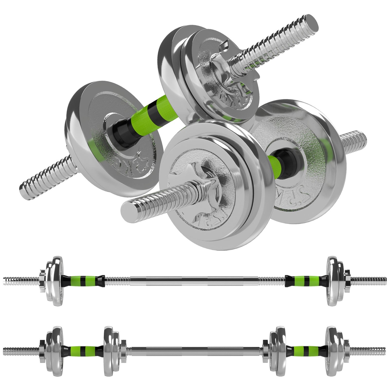 20Kg Adjustable Dumbbell and Barbell Set - 2-in-1 Weight System