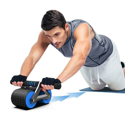 Double Wheel Abdominal Exerciser with Automatic Rebound - Ab Wheel Roller for Waist Training and Home Gym Fitness