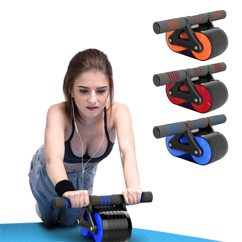 Double Wheel Abdominal Exerciser with Automatic Rebound - Ab Wheel Roller for Waist Training and Home Gym Fitness